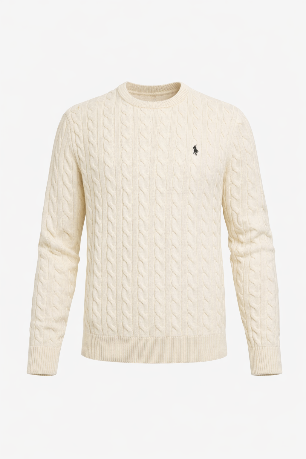 Baltas Cable Knit Megztinis